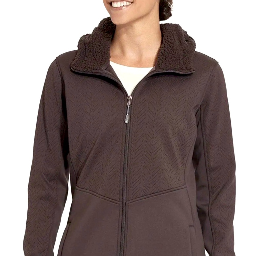 BNWT CALIA by Carrie Underwood Softshell Sherpa Coat Smoky Plum, Size Small